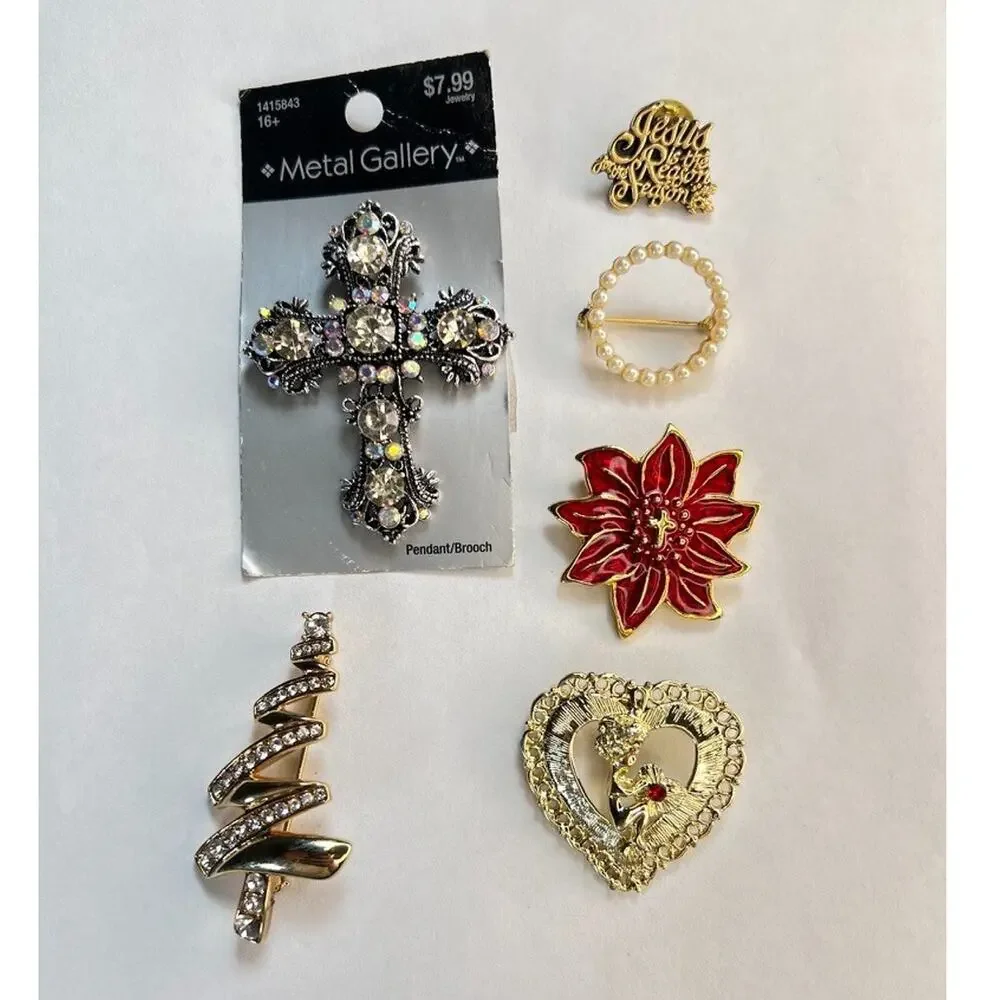 Vintage To Modern Lot Of 6 Brooch Pins Some Signed